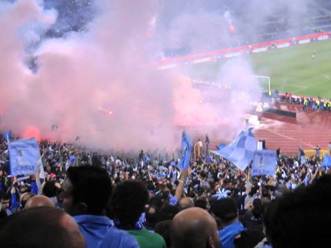La Curva Nord dell'Olimpico di Roma occupata dai tifosi azzurri il 20 maggio 2012 per la finale di Coppa Italia vinta 2-0 contro la Juventus