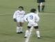 Maradona e Careca stanno per battere il calcio d’inizio di Bordeaux-Napoli, andata degli ottavi di Coppa Uefa 88/89